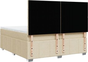 vidaXL Κρεβάτι Boxspring με Στρώμα Κρεμ 200x200 εκ. Υφασμάτινο