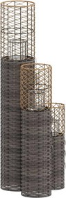 vidaXL Κηροπήγια 3 Τεμ. Γκρι από Ψάθα