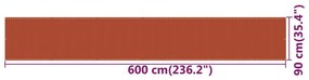 vidaXL Διαχωριστικό Βεράντας Πορτοκαλί 90 x 600 εκ. από HDPE