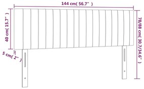 vidaXL Κεφαλάρι Κρεβατιού LED Ανοιχτό Γκρι 144x5x78/88 εκ. Βελούδινο