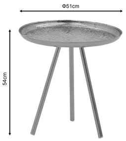 Βοηθητικό τραπέζι Jacksie Inart γκρι-χρυσό μέταλλο Φ41x43.5εκ