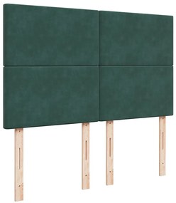 vidaXL Κρεβάτι Boxspring με Στρώμα Σκούρο Πράσινο 160x200εκ. Βελούδινο