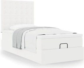 vidaXL Οθωμανικό κρεβάτι με στρώμα Λευκό 90x200cm Faux Leather