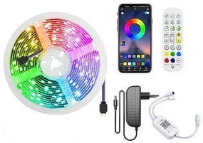 Ταινία LED Τροφοδοσίας 12V RGB Μήκους 5m και 30 LED ανά Μέτρο Σετ με Τηλεχειριστήριο και Τροφοδοτικό Τύπου SMD5050