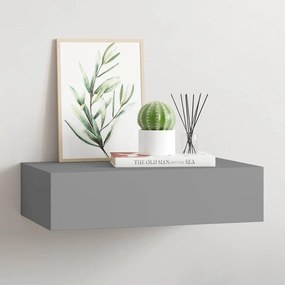 vidaXL Ράφι Επιτοίχιο με Συρτάρι Γκρι 40 x 23,5 x 10 εκ. από MDF
