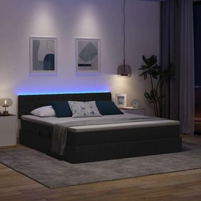 vidaXL LED Κρεβάτι αποθήκευσης με στρώμα Μαύρο 160 x 200 cm Ύφασμα