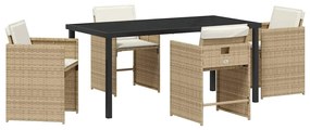 vidaXL Σέτ φαγητού για κήπο με μαξιλάρι 5 pcs Μπεζ Πολυ ράταν