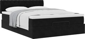 vidaXL Οθωμανικό κρεβάτι με στρώμα Μαύρο 140x190cm Βελούδο