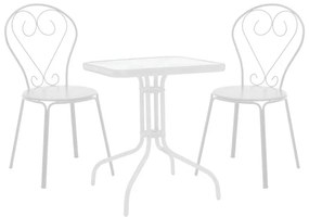 Σετ Κήπου Τραπεζαρία Watson-Chari 3 τεμ Μεταλλικό Λευκό με Τραπέζι 70x70x70εκ. 70x70x70 εκ.