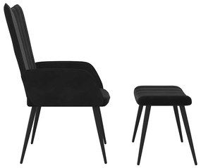 vidaXL Πολυθρόνα Relax Μαύρη Βελούδινη με Σκαμπό