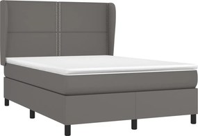 vidaXL Κρεβάτι Boxspring με Στρώμα Γκρι 140x200εκ. από Συνθετικό Δέρμα