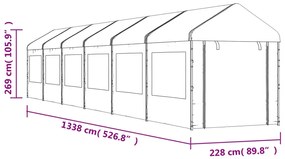 vidaXL Κιόσκι με Τέντα Λευκό 13,38 x 2,28 x 2,69 μ. από Πολυαιθυλένιο