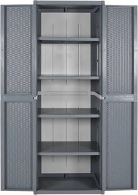 vidaXL Ντουλάπι Αποθήκευσης Κήπου Γκρι 65x45x172 εκ. από Ρατάν PP