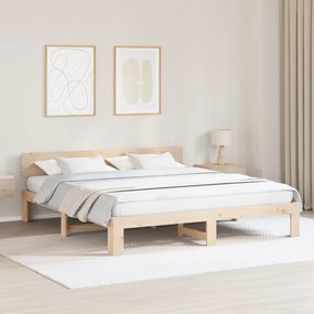 vidaXL Κρεβάτι  με Κεφαλάρι 200x200 εκ Μασίφ Ξύλο Πεύκου