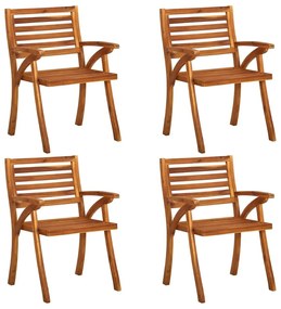 Καρέκλες Κήπου 4 τεμ. από Μασίφ Ξύλο Ακακίας με Μαξιλάρια - Κόκκινο
