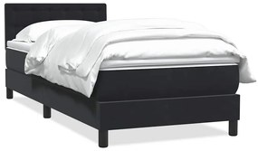 vidaXL Κρεβάτι Boxspring με Στρώμα Μαύρο 90x220 εκ. Βελούδινο