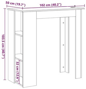 Τραπέζι Κονσόλα με Ράφι Καφέ Δρυς 102x50x103,5εκ. Επεξεργ. Ξύλο - Καφέ