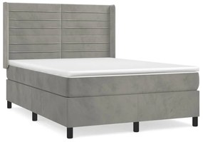 ΚΡΕΒΑΤΙ BOXSPRING ΜΕ ΣΤΡΩΜΑ ΑΝΟΙΧΤΟ ΓΚΡΙ 140X200 ΕΚ. ΒΕΛΟΥΔΙΝΟ 3132741