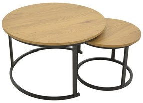 Τραπεζάκι Σαλονιού Revelon σετ 2 τεμ MDF σε Oak χρώμα 80x80x45εκ. 80x80x45 εκ.