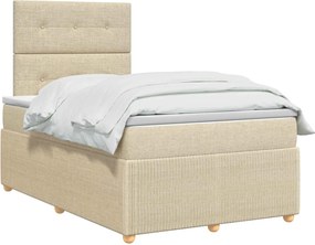 vidaXL Κρεβάτι box spring με στρώμα Κρεμ 120 x 190 cm Ύφασμα