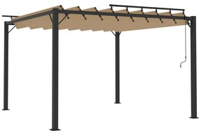 vidaXL Κιόσκι με Ανοιγόμενη Οροφή Taupe 3 x 3 μ. Ύφασμα και Αλουμίνιο