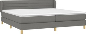 vidaXL Κρεβάτι Boxspring με Στρώμα Σκούρο Γκρι 200x200 εκ. Υφασμάτινο