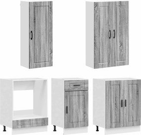 vidaXL Μονάδα κουζίνας PORTO 5 pcs Γκρι Sonoma Επεξεργασμένο Ξύλο