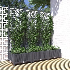 Ζαρντινιέρα Κήπου με Καφασωτό Μπλε Γκρι 120x40x121,5εκ από PP 318252