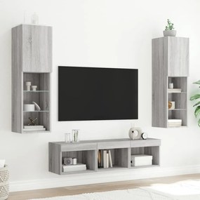 vidaXL Έπιπλα Τοίχου Τηλεόρασης 5 τεμ. LED Γκρι Sonoma από Επεξ. Ξύλο