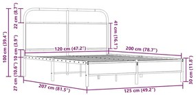 Πλαίσιο Κρεβατιού Χωρ. Στρώμα Sonoma Δρυς 120x200εκ. Επ. Ξύλο - Καφέ