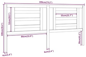 vidaXL Κεφαλάρι Κρεβατιού Γκρι 186 x 4 x 100 εκ. από Μασίφ Ξύλο Πεύκου