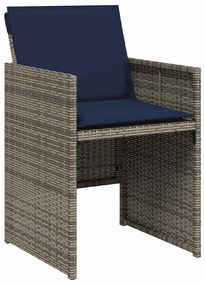 vidaXL Σέτ φαγητού για κήπο με μαξιλάρι 5 pcs Γκρι Πολυ ράταν