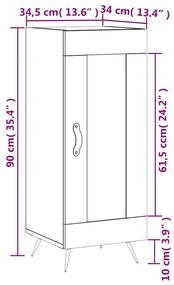 Ντουλάπι Γκρι Sonoma 34,5x34x90 εκ. από Επεξεργασμένο Ξύλο - Γκρι