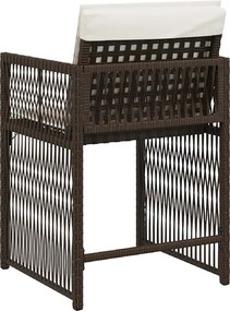 vidaXL Καρέκλες Κήπου 4 τεμ. Καφέ Συνθ. Ρατάν Μαξιλάρια