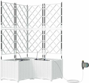 vidaXL Γλάστρα Κήπου 3 τμχ. Λευκό 80 x 80 x 142 cm PP