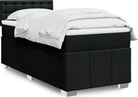 vidaXL Κρεβάτι Boxspring με Στρώμα Μαύρο 90x190 εκ.Υφασμάτινο