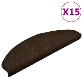 vidaXL Πατάκια Σκαλιών Αυτοκόλλητα 15 τεμ. Καφέ Ημίστρογγυλά Μεγάλα 65x21x4 εκ.