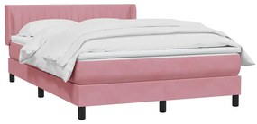 vidaXL Κρεβάτι Boxspring με Στρώμα Ροζ 160x210 εκ. Βελούδινο