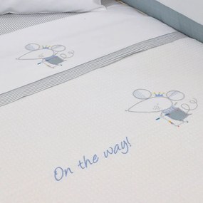 Κουβέρτα Βρεφική Πικέ Des: 351-Sleepy Mouse White-Blue Baby Oliver Κούνιας 100x140cm 100% Βαμβάκι