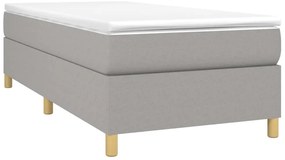 vidaXL Κρεβάτι Boxspring με Στρώμα Ανοιχτό Γκρι 100x200 εκ. Υφασμάτινο