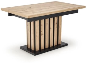 Τραπέζι Houston 1613, Μαύρο, Artisan βελανιδιά, 76x90x160cm, 69 kg, Επιμήκυνση, Πλαστικοποιημένη μοριοσανίδα | Epipla1.gr