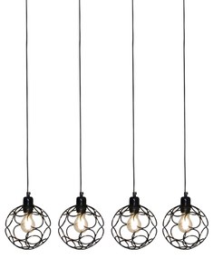 Φωτιστικό Οροφής HL-3588-4 ALINE BLACK PENDANT - 21W - 50W - 77-4068