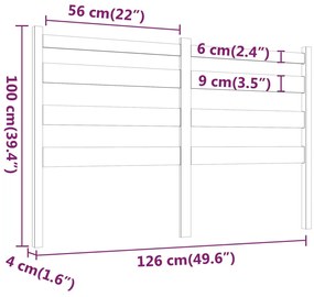 Κεφαλάρι Κρεβατιού Γκρι 126 x 4 x 100 εκ. από Μασίφ Ξύλο Πεύκου - Γκρι