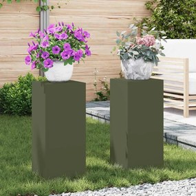 vidaXL στηλοβάτες γλαστρών , ελιά, 2 τμχ, 24 x 24 x 55 εκ., μεταλλικές