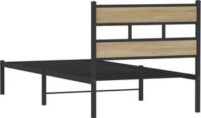 vidaXL Σκελετός Κρεβ. Χωρίς Στρώμα Sonoma Δρυς 100x190 εκ. Μεταλλικό