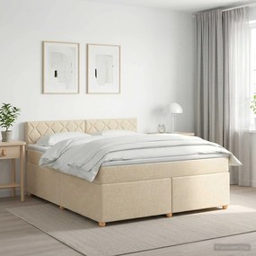 vidaXL Κρεβάτι box spring με στρώμα Κρεμ 180 x 200 cm Ύφασμα
