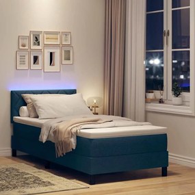 vidaXL Κρεβάτι με ελατήρια με στρώμα Μπλε 100 x 200 cm ύφασμα