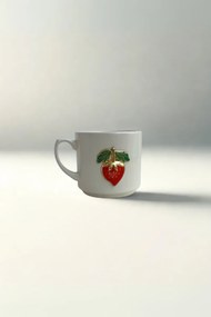 Stewehome Κούπα από κεραμικό με ανάγλυφο χρυσό φράουλα Λευκό