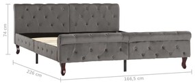 vidaXL Πλαίσιο Κρεβατιού Γκρι 160 x 200 εκ. Βελούδινο