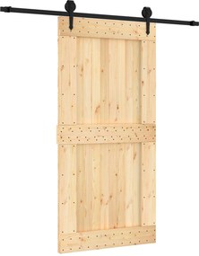 vidaXL Συρόμενη Πόρτα Φυσικό και Μαύρο 100 x 210 cm